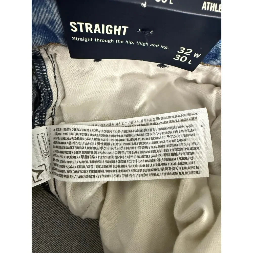 NWT Abercrombie & Fitch Vintage Stretch Athletic Straight Jeans 32x30 Blue Wash